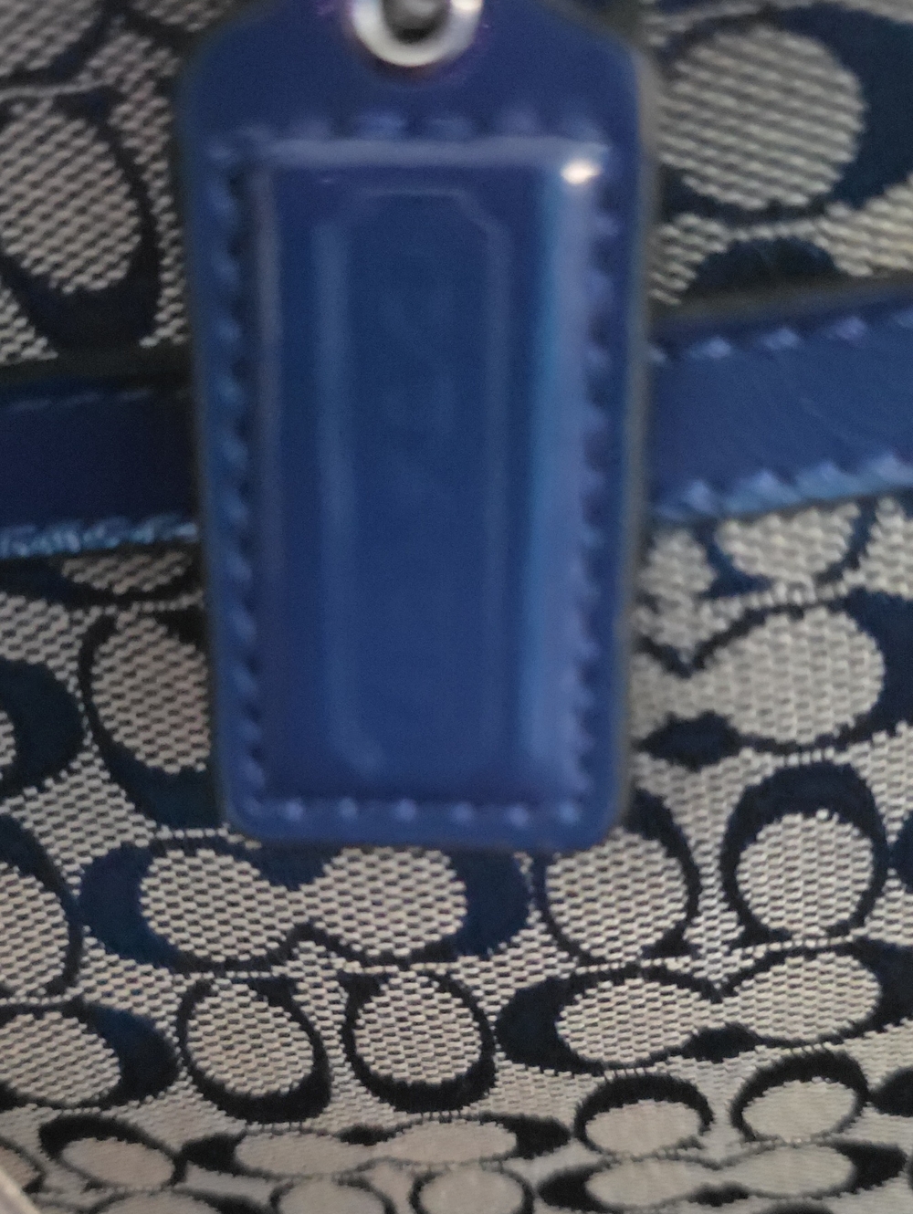Coach Blue Signature Jacquard Tote with Navy Trim - Picture 4 of 6